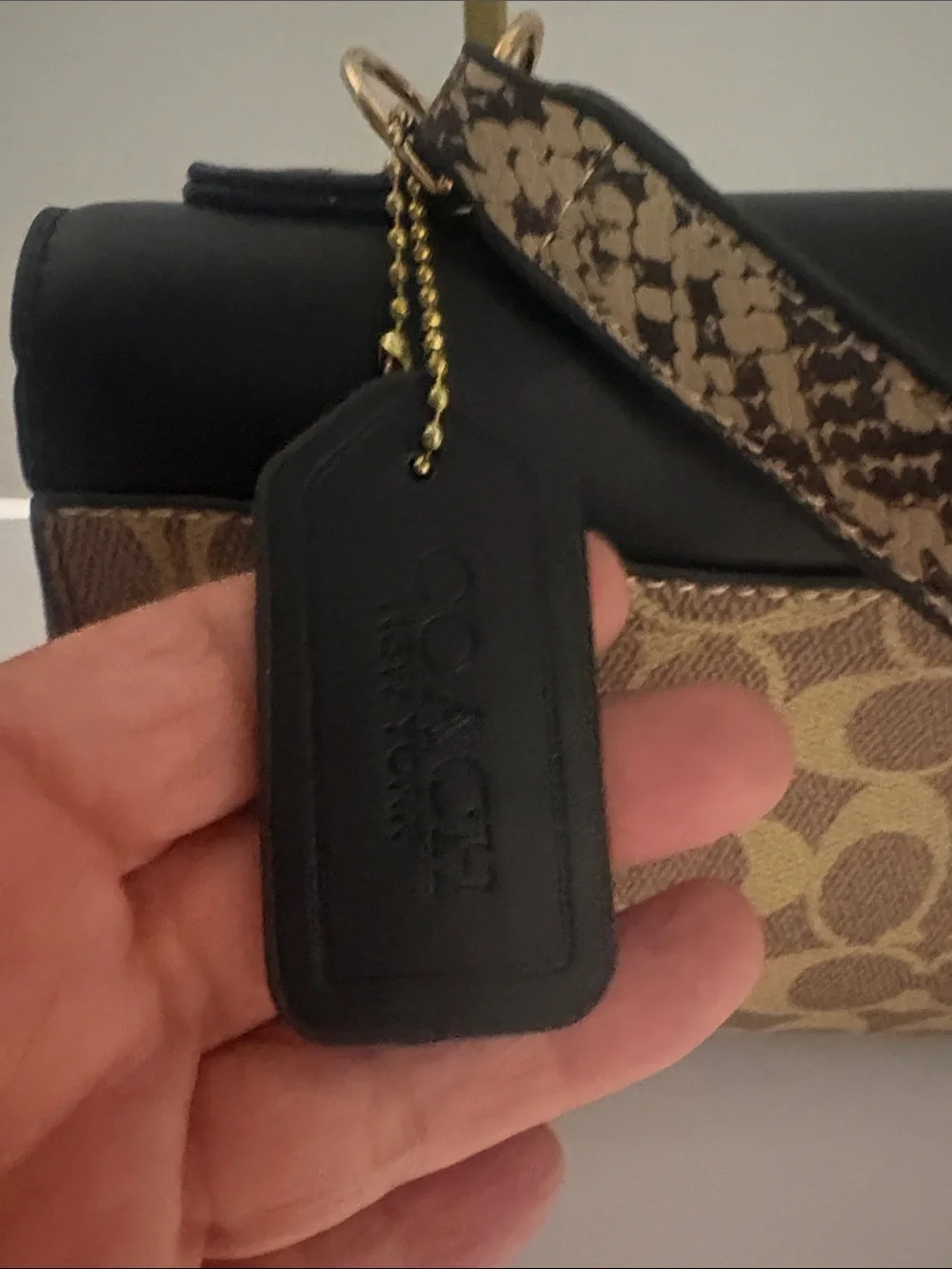 Coach Brown Signature Satchel with Black Leather Flap